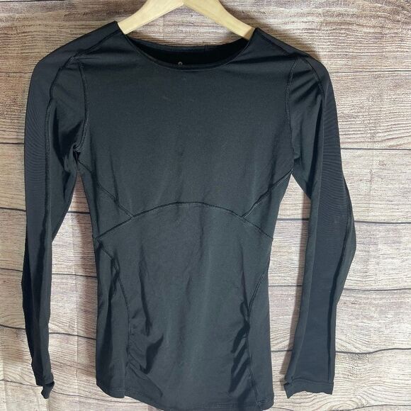 Athleta Black Linen Long Sleeve Top Sz XXS - Picture 1 of 5